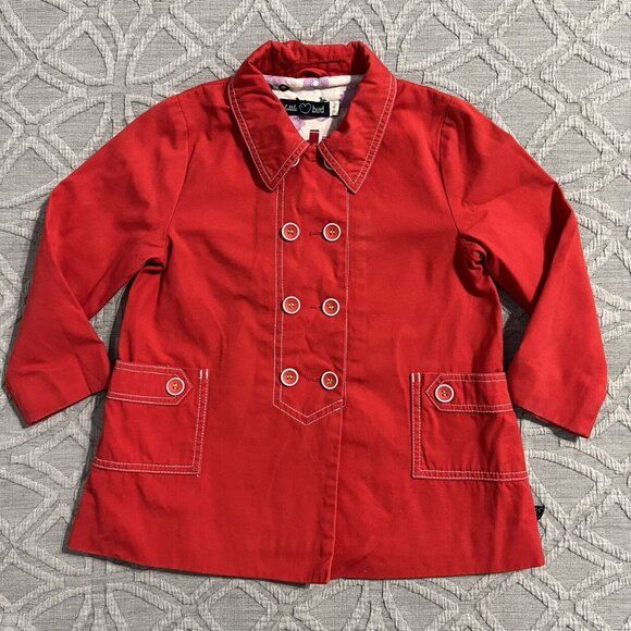 Little Bird By Jools Oliver 3-4Y Red Retro Peacoat Jacket - Picture 2 of 9